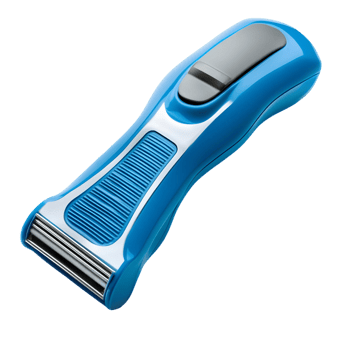 Blue electric shaver with a silver handle png