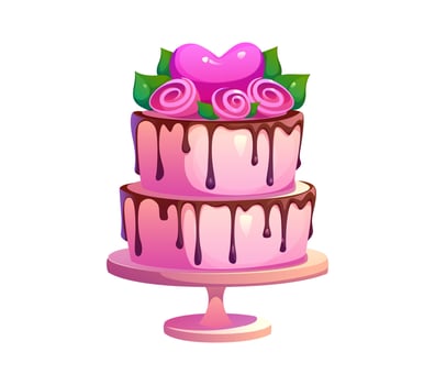 Wedding cake for Valentine day, marriage and love vector