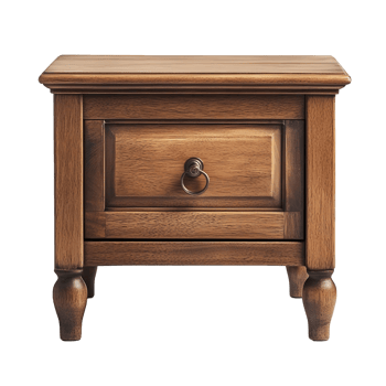 Wooden nightstand with a drawer and a small black handle png