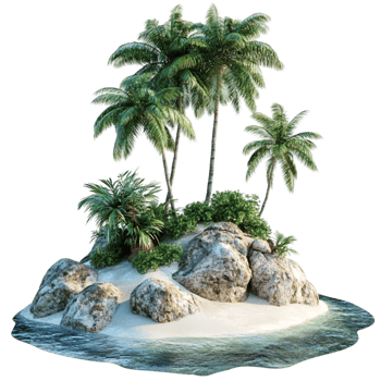 Isolated Island With Beach and Trees On Transparent Background png