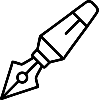Ink pen in outline icon style, art and design theme. png