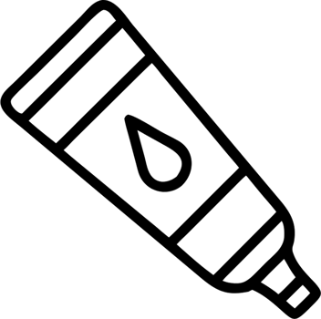 Paint tube in outline icon style, art and design theme. png