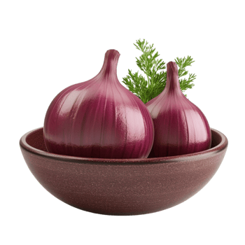 Fresh Onion and Rosemary Arrangement in a Bowl on Transparent Background png