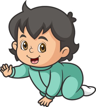cute little baby girl crawling vector