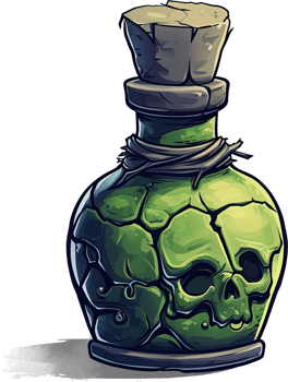 A Green Potion Bottle Encases A Skull png