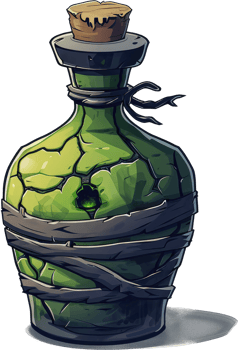 Ancient Cracked Green Potion Bottle With Cork png