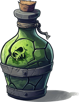 A Green Glass Bottle With A Skull Inside png