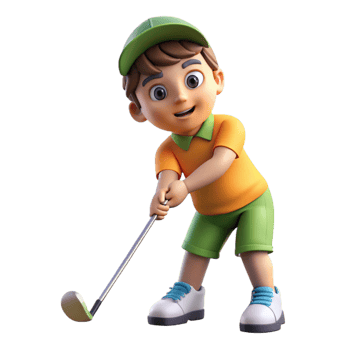 Young Boy Swinging Golf Club png