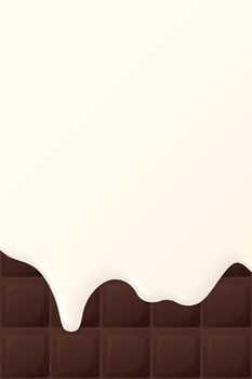 Fresh milk dropping on milk chocolate bar vertical background graphic illustration. vector