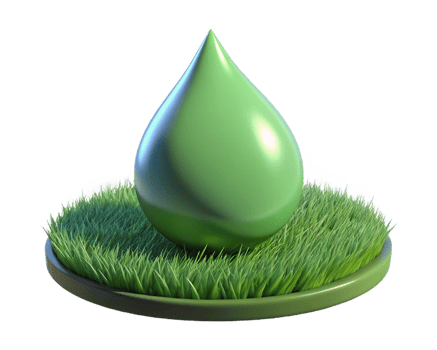 Green Drop of Water on Lush Grass, Environmental Concept png