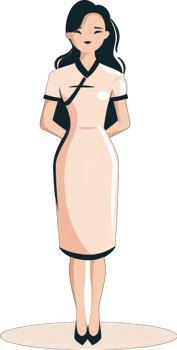 Elegant Woman in Traditional Chinese Dress Stands png