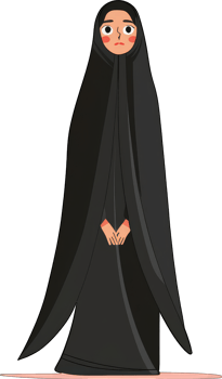 A young woman wearing a traditional black chador png