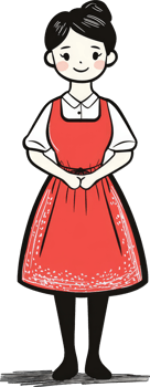 A young woman in a red dress stands politely png