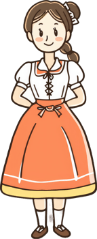 A cheerful girl wearing a traditional orange dress png