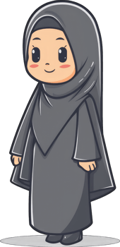 Adorable Girl Wearing a Gray Hijab and Abaya png
