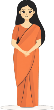 A Woman in an Orange Sari Stands Gracefully png