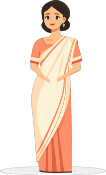 A Woman in Traditional South Indian Attire Stands Gracefully png