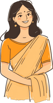 Woman Wearing a Traditional Yellow Sari png