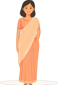 Woman in Peach Sari Traditional Indian Attire png