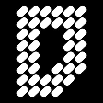 Uppercase D alphabet design. Made of natural stone or speckled arrangement. vector