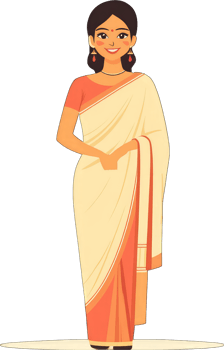 A young woman smiles wearing a traditional Kerala saree png