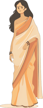 Woman in Traditional Indian Off White Sari png