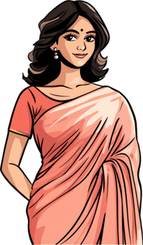 Elegant Woman in Peach Sari Gracefully Poses png