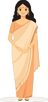 Woman in Traditional Kerala Saree Stands Gracefully png