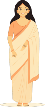A smiling woman wearing a traditional Kerala saree png