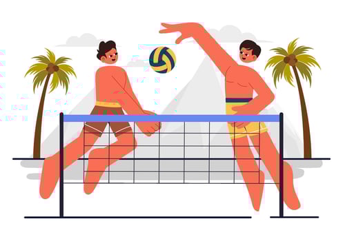 Illustration of Summer Beach Volleyball with Players and Net vector