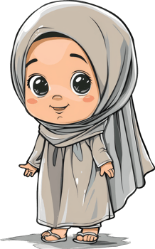 Adorable Young Girl Wearing A Gray Hijab And Dress png