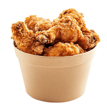 Crispy Fried Chicken Bucket on transparent background. png
