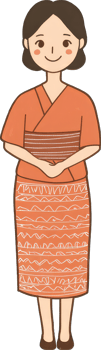 A Smiling Woman Wearing Traditional Orange Clothing png