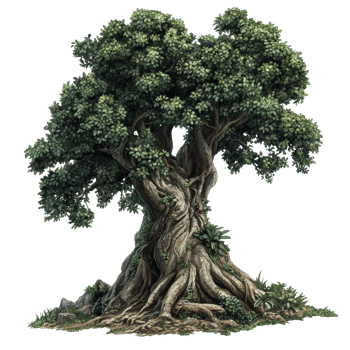 Ancient Twisted Tree With Lush Green Foliage png
