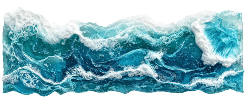 Ocean wave resin art depicting a powerful surge png