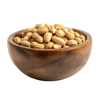 Roasted Peanuts in Rustic Bowl on transparent background. png