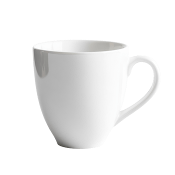 White Coffee Cup Smooth Finish on transparent background. png