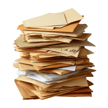 White Envelope Stack Background on transparent background. png