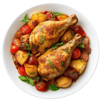 Delicious Chicken Dish Presentation on transparent background. png