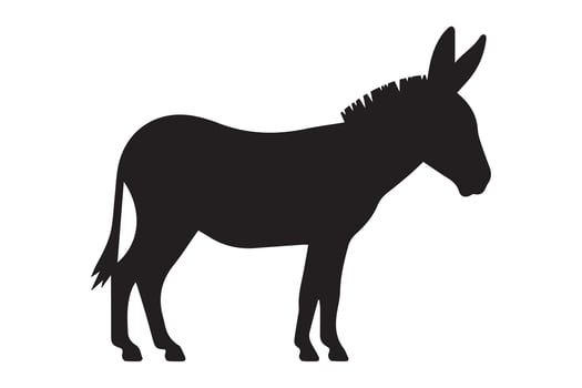 Minimalistic Donkey Silhouette illustration on White Background vector