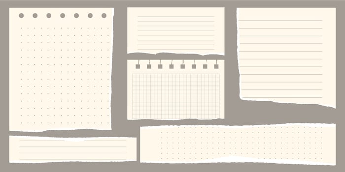 Paper scraps. Torn pieces of paper, with torn edges for notes, realistic torn pieces of blank note pages. illustration isolated vector