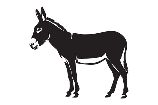 Standing Donkey Silhouette illustration in Profile View vector