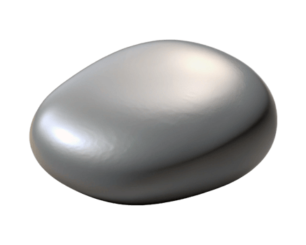 Smooth Gray Pebble, 3D Render, Oval Shape, Digital Art, Stone Texture, Metallic Sheen, Geometric For png