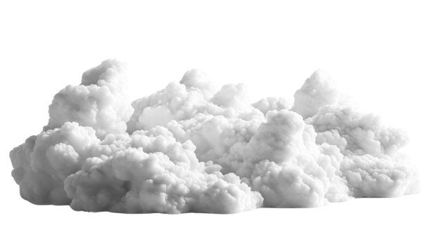 White Cumulus Cloud Formation Isolated Against Black png