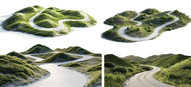 Winding Roads Through Lush Green Rolling Hills png