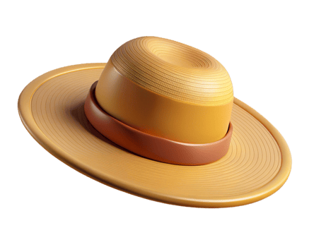 Summer Straw Hat Wide Brim, Brown Band, Sun Protection png