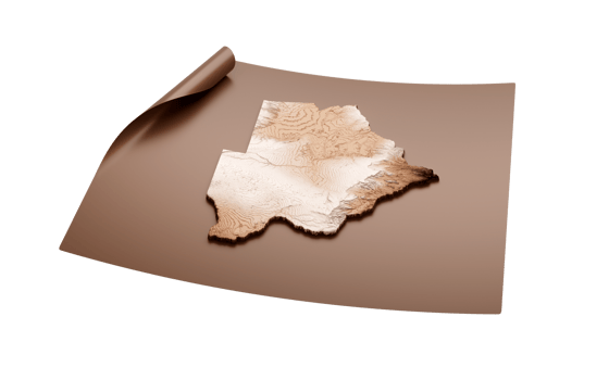 Map Of Botswana Old Style Brown On Unrolled Map Paper Sheet , 3d illustration png