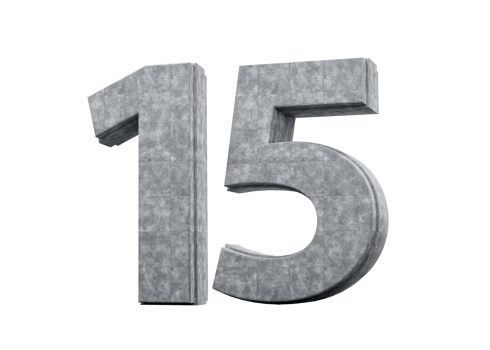 Concrete Number Fifteen 15 Digit Made Of Grey Concrete Stone 3d Illustration png