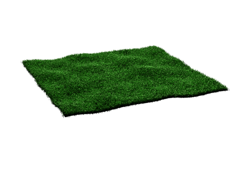 Rectangular patch of green grass on a transparent background, likely artificial turf. 3D Illustration png