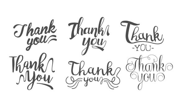 Thank You Retro Hand Drawn Monochrome Labels Set Illustration vector